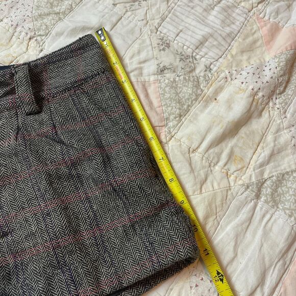 old navy vintage y2k wool lowrise micro mini brown plaid shorts size 2 - Picture 6 of 7